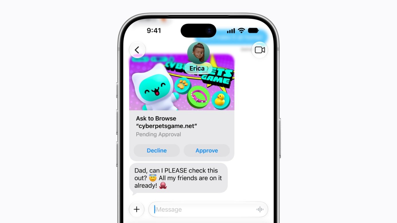 จุดที่ Apple ให้น้ำหนักมากในรอบนี้คือฟีเจอร์ความปลอดภัยสำหรับเด็ก ขั้นตอนตั้งค่าบัญชีเด็กใหม่ทำให้เปิดการปกป้องตามช่วงวัยได้ง่ายขึ้น ผู้ปกครองเลือกได้ละเอียดว่าลูกใช้แอปไหนได้บ้างแล้วค่อยๆ ปลดล็อกเพิ่มทีหลัง ส่วนฟีเจอร์ Ask to Browse บังคับให้เด็กต้องขออนุญาตก่อนเข้าเว็บไซต์ใหม่ใน Safari ทุกครั้ง