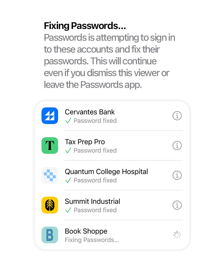 แอป Passwords เตือนรหัสผ่านที่อ่อนหรือรั่ว และเข้าไปเปลี่ยนให้เองได้